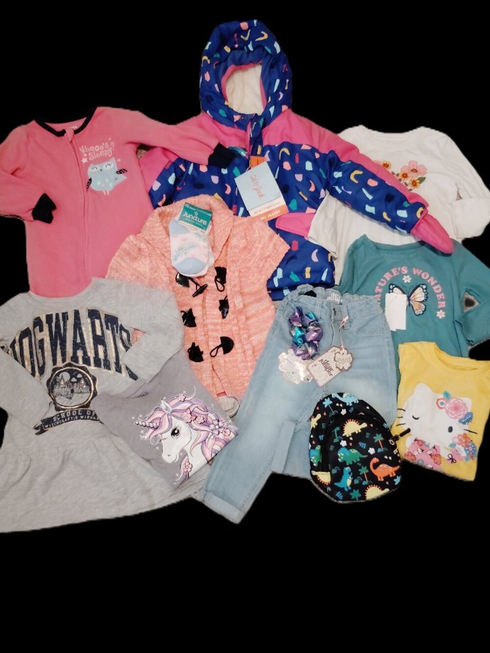 HUGE LOT CLOTHES TOPS JEANS NEW WINTER JACKET OUTFITS HELLO KITTY~GIRLS SIZE 2T